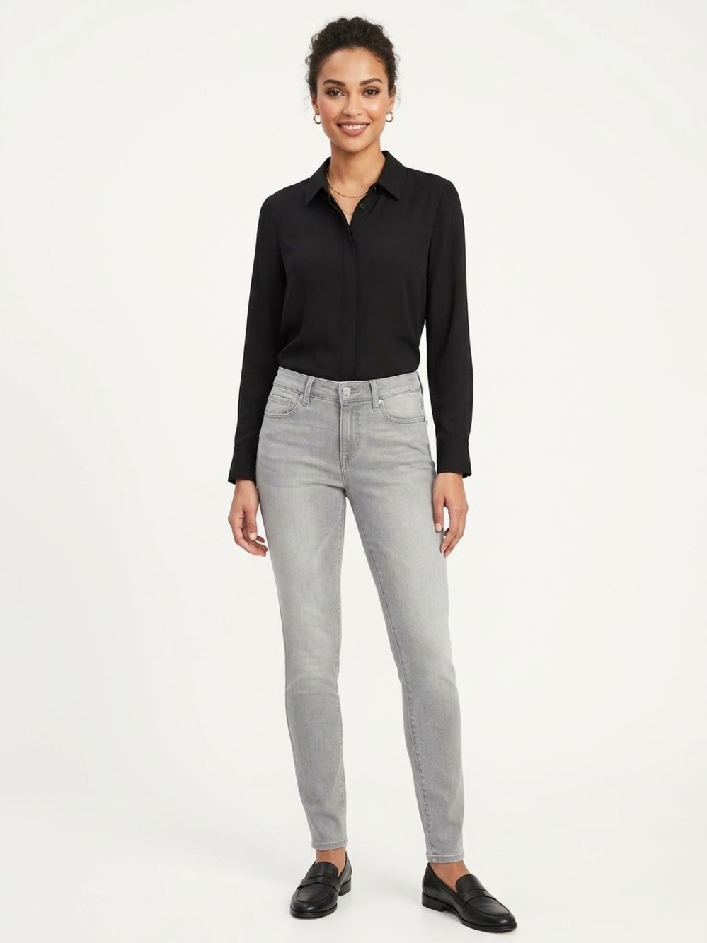 Banana Republic Skinny Jeans 27L • Premium Denim Gray Stretch Long Length